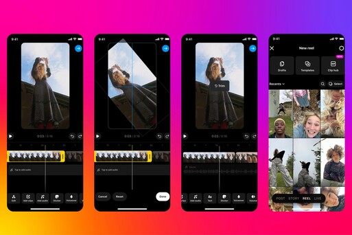 Rotação de clipes, dimensionamento e nova interface de rascunhos e hub de clipes (Fonte da imagem: Instagram)