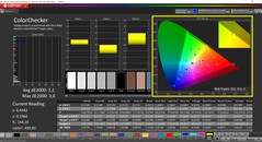 CalMAN ColorChecker (perfil: calibrado, espaço de cor alvo: P3)