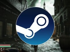 Uma imagem mostrando o logotipo do Steam e o jogo Steelrising, agora com 90% de desconto.