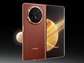 Honor está cotada para oferecer o Magic V5 em quatro cores, incluindo uma que substituirá a variante marrom avermelhada projetada para o Magic V3, na foto. (Fonte da imagem: Honor - editado)