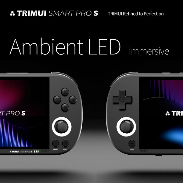 O TrimUI Smart Pro S tem uma tela LCD, joysticks TMR e anéis de LED.