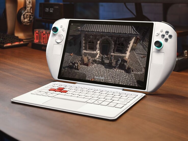 O dispositivo portátil para jogos Abxylute 3D One com controles e teclado acoplados. (Fonte da imagem: Abxylute)