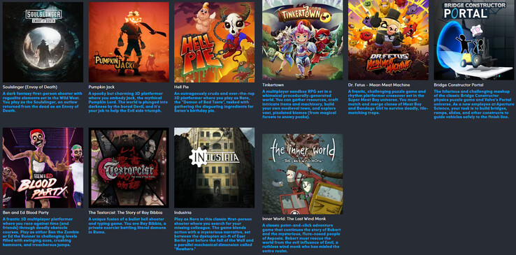 Todos os jogos incluídos no pacote Headup Games (Fonte da imagem: Humble Bundle)