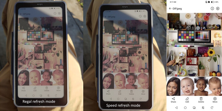 Modos Regal vs. Speed sob a luz direta do sol da manhã.