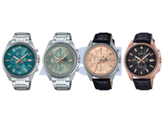 Da esquerda para a direita, o Casio Edifice EFV-610DE-2A, EFV-610DE-3A, EFV-610EL-5A e EFV-610ECL-1A. (Fonte da imagem: Casio)
