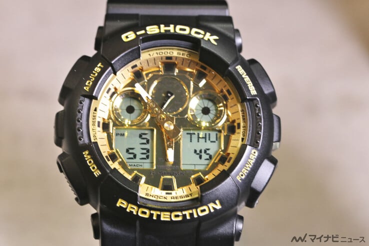 O relógio Casio G-Shock GA-100GGB-1A9. (Fonte da imagem: MyNavi News)