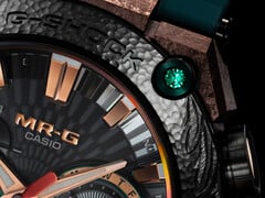 Um close da moldura do Casio MRG-B2000KT-3A (foto), com o verde esmeralda no canto. (Fonte da imagem: Casioblog)