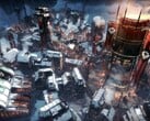 Uma imagem que mostra uma cidade em Frostpunk.