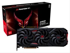 Espera-se que a Red Devil Radeon RX 9070 GRE da PowerColor apresente o mesmo design de cooler de outras placas Red Devil. (Fonte da imagem: Videocardz) 