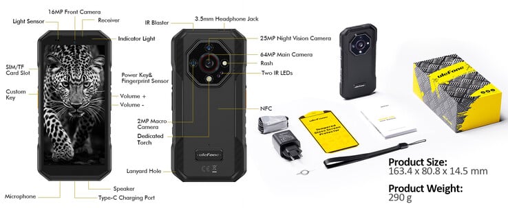 O celular possui um botão adicional personalizável (Fonte da imagem: Ulefone)