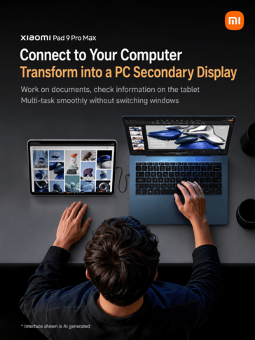 Xiaomi Pad 9 Pro Max com um monitor secundário de PC
