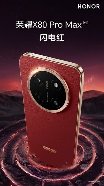 O Honor X80 Pro Max na cor Vermelho