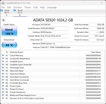 O ADATA SE920 funciona com PCIe 4.0 x4