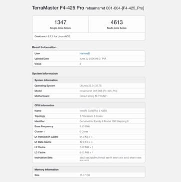TerraMaster F4-425 Pro com Intel Core 3 N350
