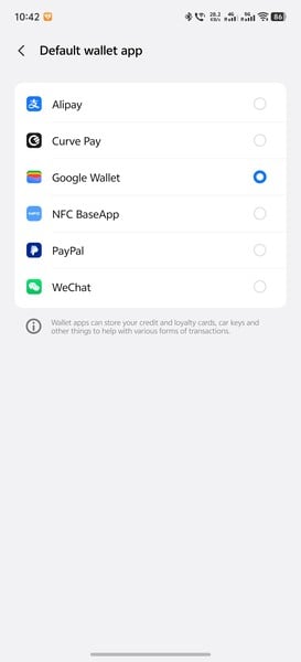 O Google Wallet está configurado como padrão há muito tempo.