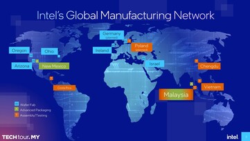 Visão geral dos locais da Intel em todo o mundo