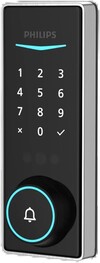 A versão Satin Nickel da Smart Deadbolt série 5000 da Philips. (Fonte da imagem: Philips)