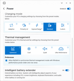 Configurações do perfil de energia