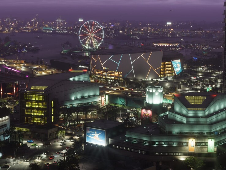 Vice City à noite, uma das regiões do GTA 6.