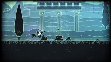 Uma imagem mostrando Nikandreos em Apotheon.