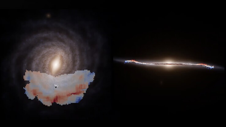 Ilustração da grande onda da Via Láctea. (Fonte da imagem: ESA, Gaia, DPAC, S. Payne-Wardenaar, E. Poggio e outros)