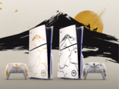 Placas de PS5 de edição limitada do Ghost of Yotei em exibição (fonte da imagem: PlayStation YT)