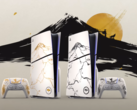 Placas de PS5 de edição limitada do Ghost of Yotei em exibição (fonte da imagem: PlayStation YT)