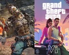 Borderlands 4 (à esquerda) será lançado em 12 de setembro e GTA 6 (à direita) ainda não tem uma data exata de lançamento. (Fonte da imagem: Steam e Take-Two, editado)