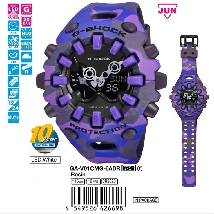 O relógio Casio G-Shock GA-V01CMG-6A