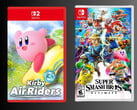 Mockup da caixa de Kirby Air Riders com a caixa de Super Smash Bros. Ultimate (Fonte da imagem: Playasia, Nintendo of America)