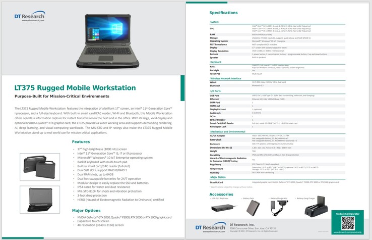 Folha de dados LT375. (Fonte de imagem: DT Research)