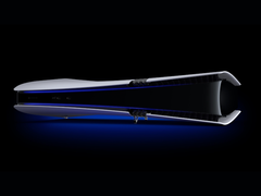 Uma renderização de um Sony PlayStation 5 Pro colocado na horizontal