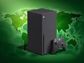 Consola Xbox Series X apresentada com mapa-múndi