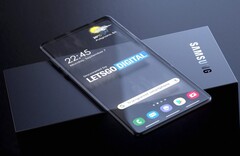 Um conceito de renderização de um smartphone transparente da Samsung Galaxy. (Fonte de imagem: LetsGoDigital/Snoreyn)