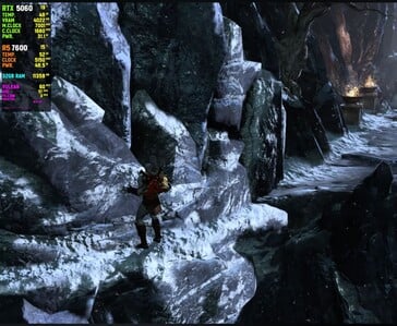 Captura de tela da jogabilidade de God of War III Remastered rodando no shadPS4 com uma RTX 5060