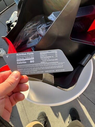 Informações nutricionais da Tesla Supercharged Gummies. (Fonte da imagem: The Kilowatts)