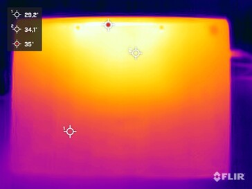 Temperaturas da superfície do lado inferior (em marcha lenta)