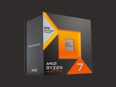 Uma renderização da embalagem de varejo de uma CPU AMD Ryzen 7000 series X3D