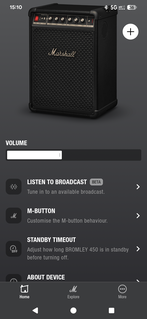 Aplicativo Marshall Bluetooth: ajustar o volume não é exatamente empolgante