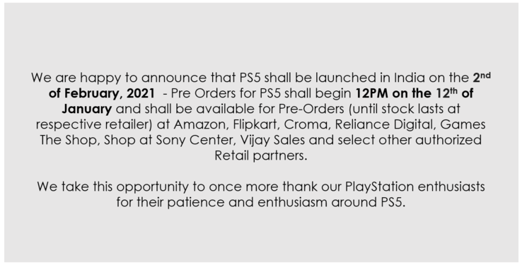 PlayStation India revela a data de pré-encomenda PS5. (Fonte: Twitter)