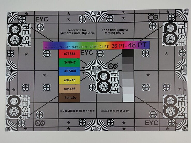 Photo of our test chart