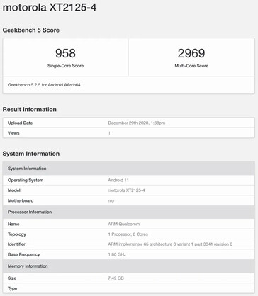 O "Moto Nio" aparece no Geekbench... (Fonte: Geekbench 5 via MySmartPrice)