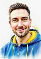 Imagem gerada com o Portrait Studio AI no modo "Watercolor".