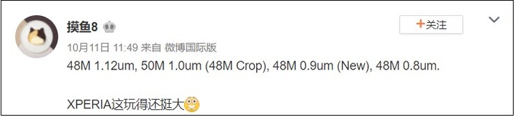 Supostas especificações da câmera telefônica Xperia 1 do futuro. (Fonte da imagem: Weibo)