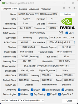 GPU-Z GeForce Laptop RTX 4050