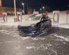 Como esperado, carregar o Modelo 3 Tesla a -14 graus demora um pouco mais do que o normal (Imagem: Revisão fora de especificação)