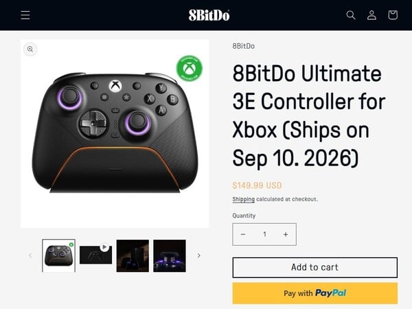 A loja virtual da 8BitDo agora indica setembro como data de envio para o controle Ultimate 3E.