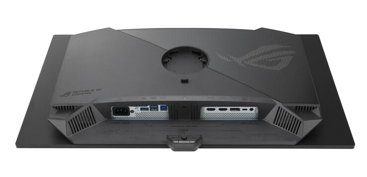 O ROG Strix XG27UCDMG também tem um suporte diferente e uma PSU externa em comparação com o ROG Strix PG27UCDM. (Fonte da imagem: Asus)