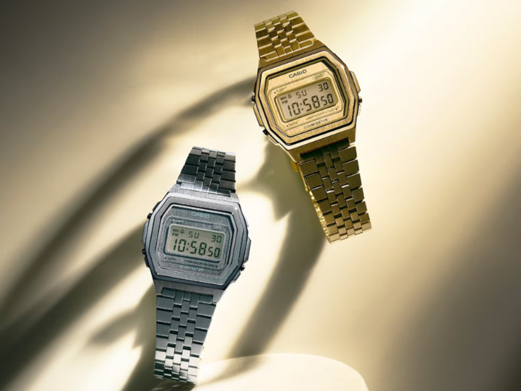 Os relógios Casio Vintage A1000A-7 (esquerda) e A1000G-9 (direita). (Fonte da imagem: Casio)