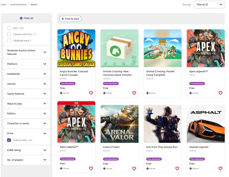 Jogos gratuitos na Nintendo eShop para começar (Fonte da imagem: captura de tela, Nintendo eShop)